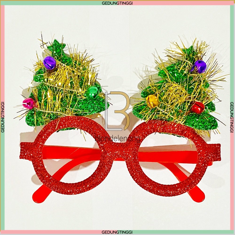 Bingkai Frame Gagang Tangkai Kacamata Tanpa Kaca Transparan Fashion Fasion Photocromic Potokromic Frameless Gaya Tren Anak Pria Cowok Cowo Cewek Wanita Perempuan Aksesoris Asesoris Asesories Motif Pohon Santa Claus Natal Merry Christmas Terbaru Murah