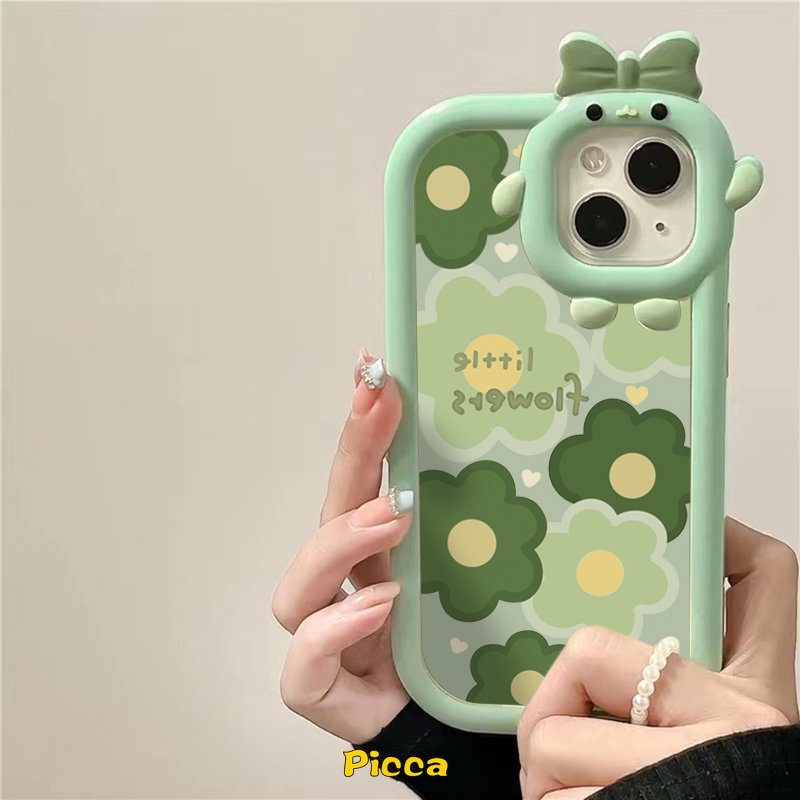 Soft Case TPU Glossy Anti Pecah Motif Bunga Hijau 3D Untuk Redmi 9T 9A 9C 9C NFC Redmi 10C 10A