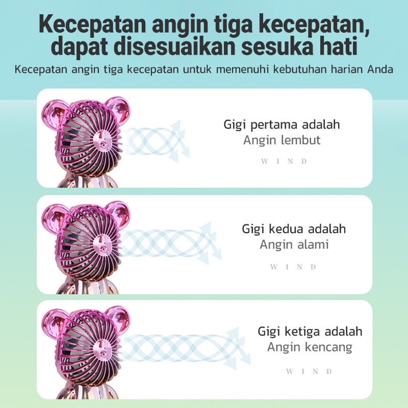 KIPAS ANGIN MINI BEAR RAINBOW / MINI FAN PORTABLE USB BEAR BREAK