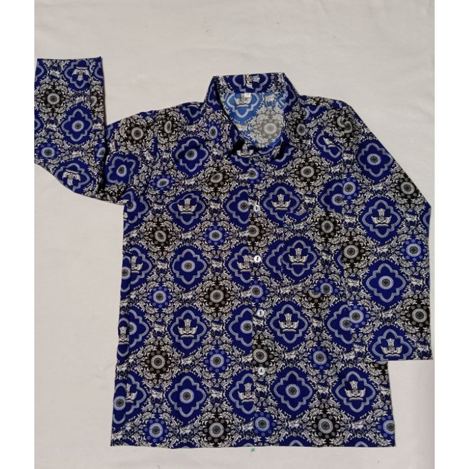 Batik SD SMP Motif Tunas Harapan Biru Tangan Panjang
