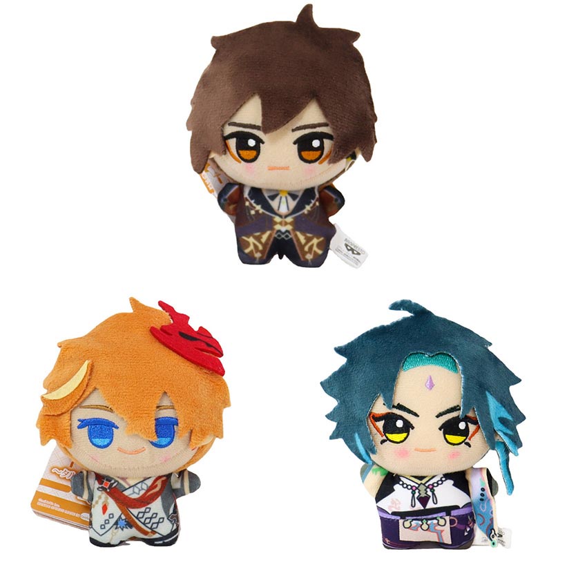 AIXINI 12 Cm Genshin Impact Venti Boneka Mewah Gantungan Kunci Zhongli Childe Tartaglia Liontin