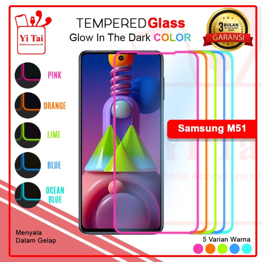 TEMPERED GLASS GLOW IN THE DARK YI TAI SAMSUNG M52 - GA