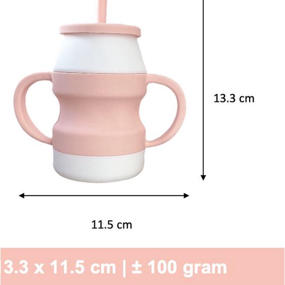 LIGERA Silicone Baby Yakult Sippy Cup Training with Straw BPA FREE - Peach