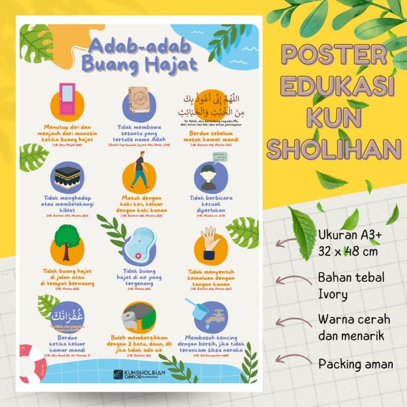 Poster adab buang hajat akhlak anak kun sholihan
