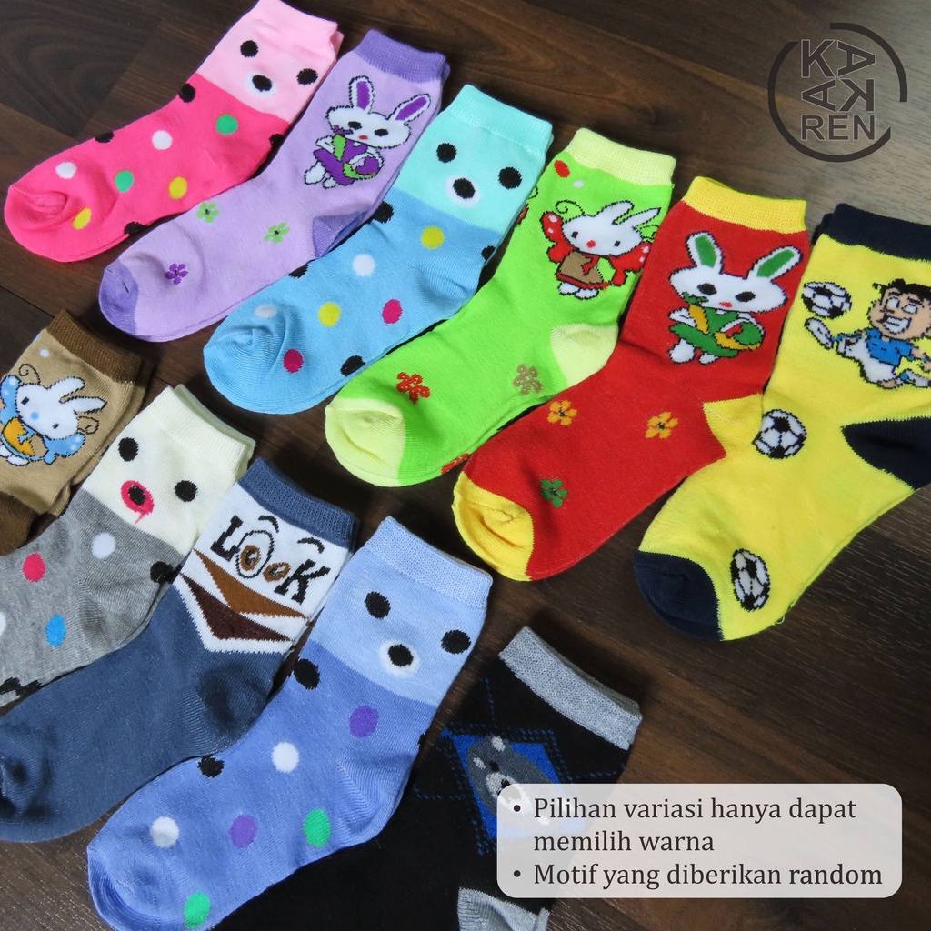 Kakaren Kaos Kaki Anak Motif Karakter Usia 5-7 Tahun