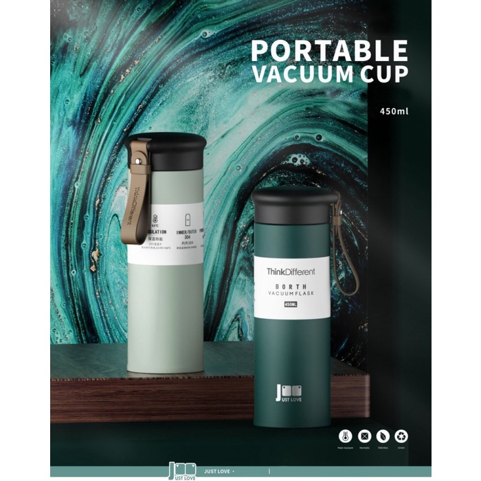 Orinoco Botol Stainless with Leather Strap Think Different J-2249 - oliv