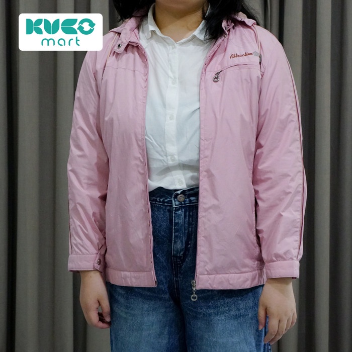 Jaket Zipper Hoodie JCB - Pink Muda