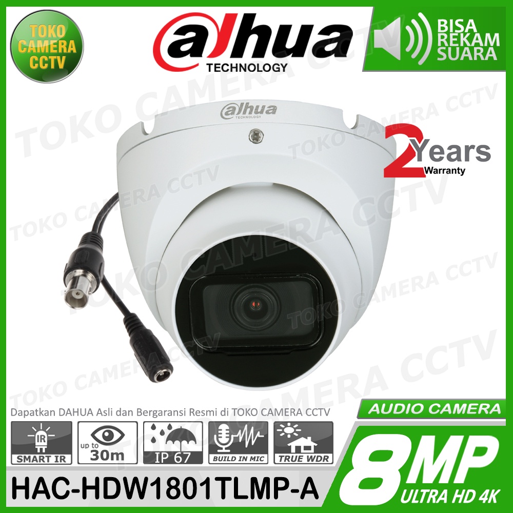 PAKET CCTV DAHUA 8MP AUDIO 8 CHANNEL 5 KAMERA