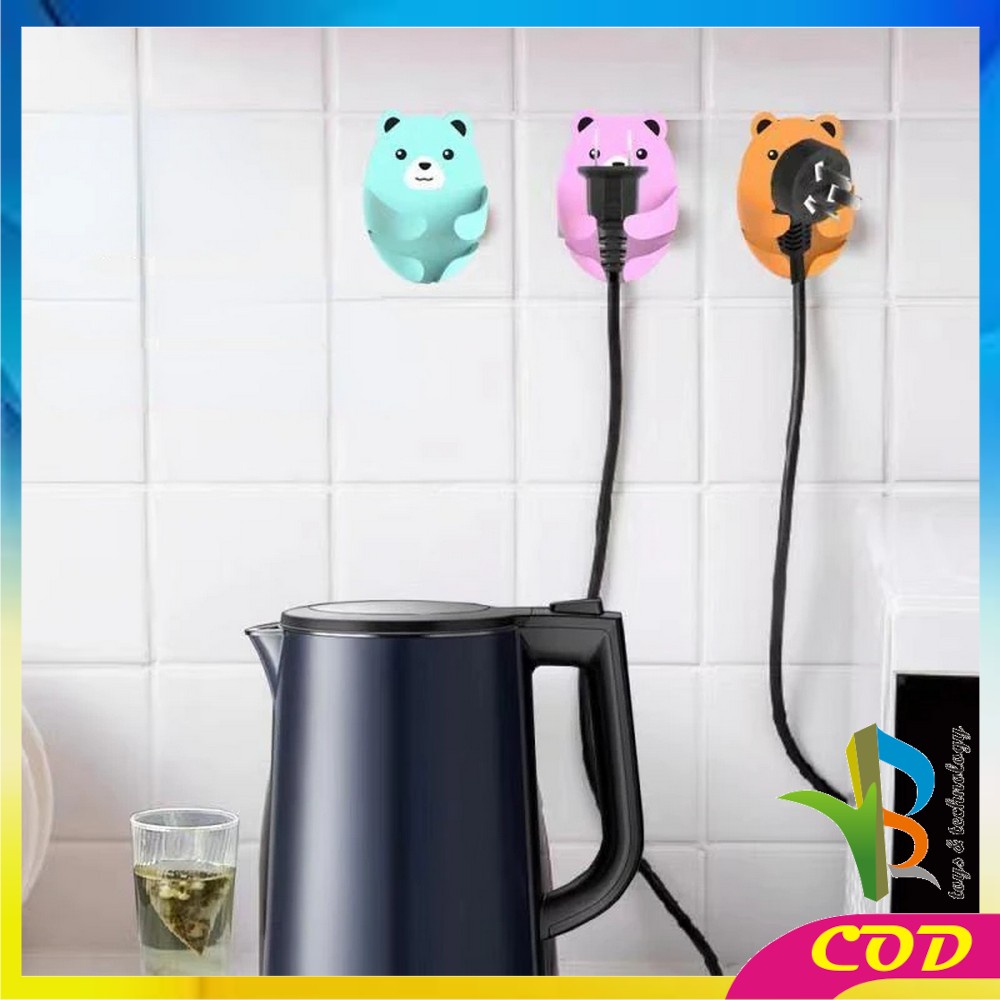 RB-C536 Gantungan Tempel Dinding Bear 4IN1 Plug Hook Serbaguna / Gantungan Kamar Mandi Tempel Kepala Colokan Motif Beruang / Plug Hug Bear