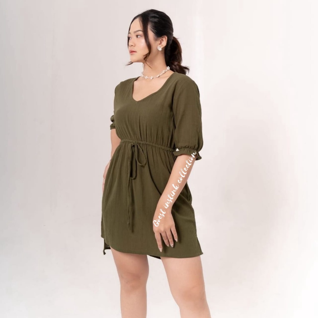 Big Size Dress Fiola Dress Tali Serut Mini Dress Sexy Dress Korea Kekinian Size Jumbo