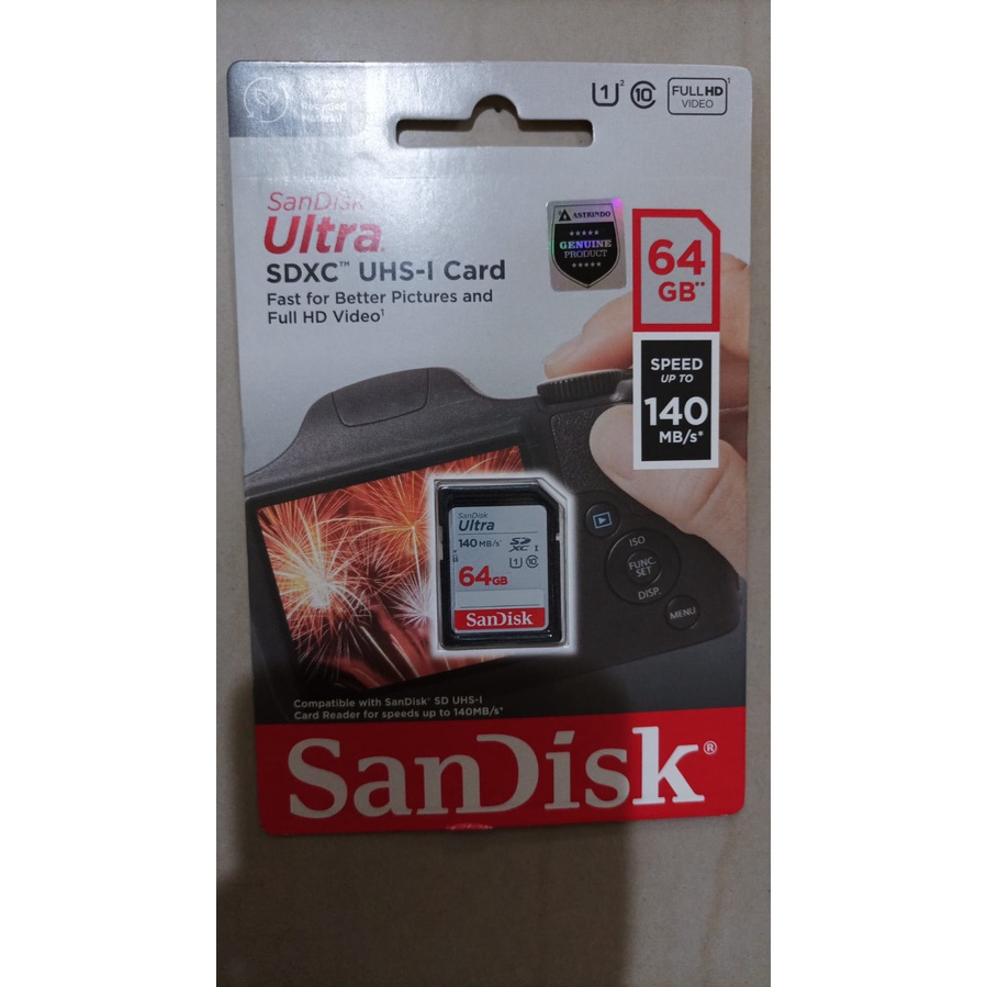 SanDisk Ultra SDXC UHS-I SD Card 64GB 128GB Class 10 up to 140MBps Original - Garansi Resmi