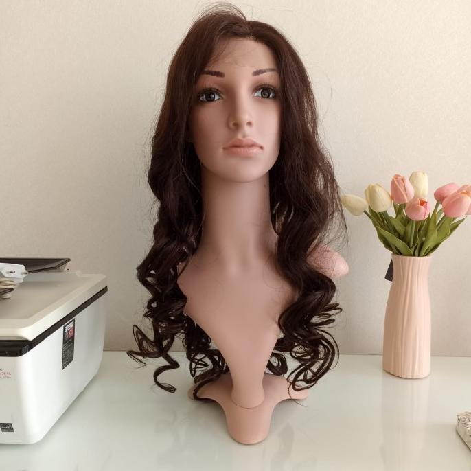 Wig Rambut Asli/ Wig Human Hair Lurus Panjang Coklat Natural -Rj1750Ls