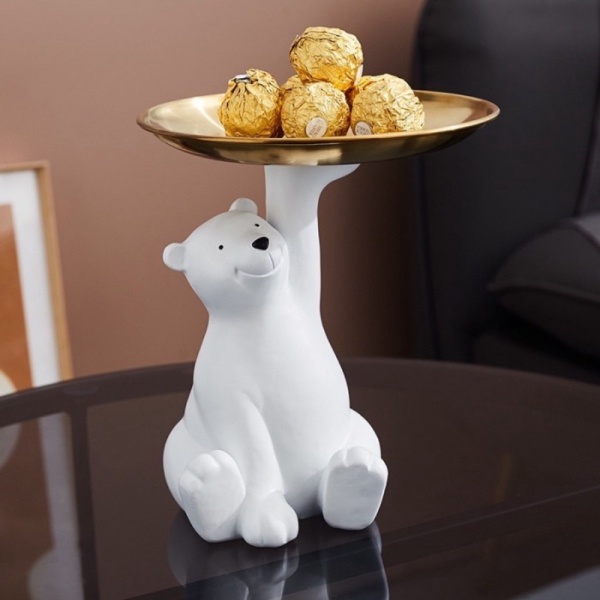 

Unik Polar Bear Tray Resin Gold/ Pajangan Rumah Beruang Tray Gold Mewah - Big bear Berkualitas