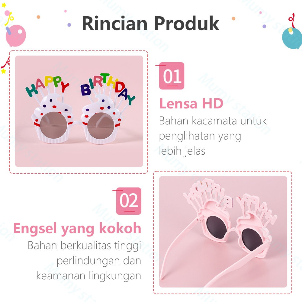 Mumystation Birthday glasses kacamata happy birthday anak dewas lucu