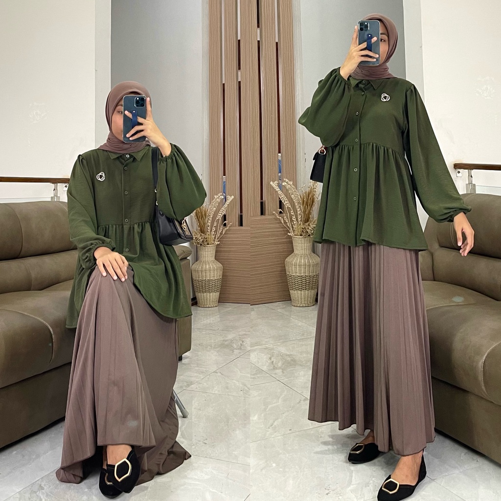 MARBELA blouse by ZALFA OUTFIT / blouse polos / blouse crincle / kemeja polos