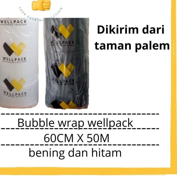 

Bubble wrap roll hitam dan bening wellpack uk 60cm x 50m - Hitam