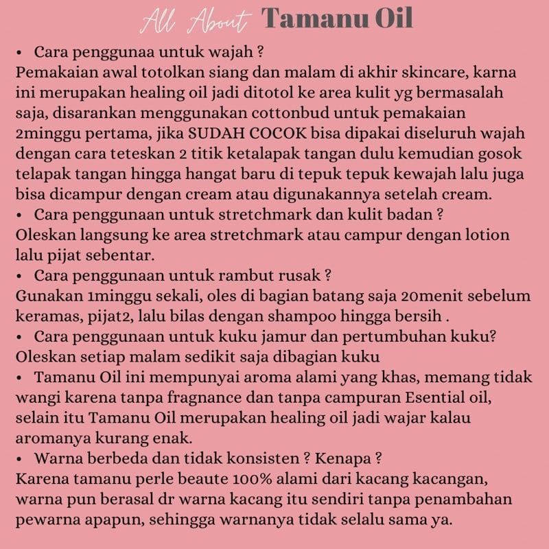 TAMANU OIL BY PERLE 2 UKURAN BEAUTE BEST SELLING FACEOIL BPOM