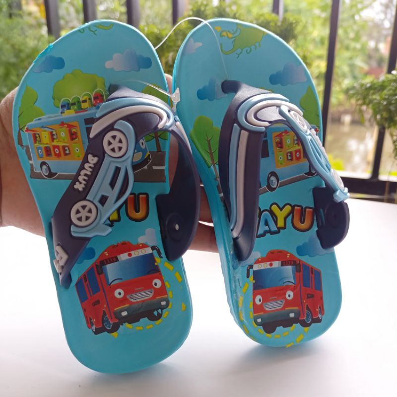 Sandal jepit anak Bus Tayo size 24-29 Dulux 193d