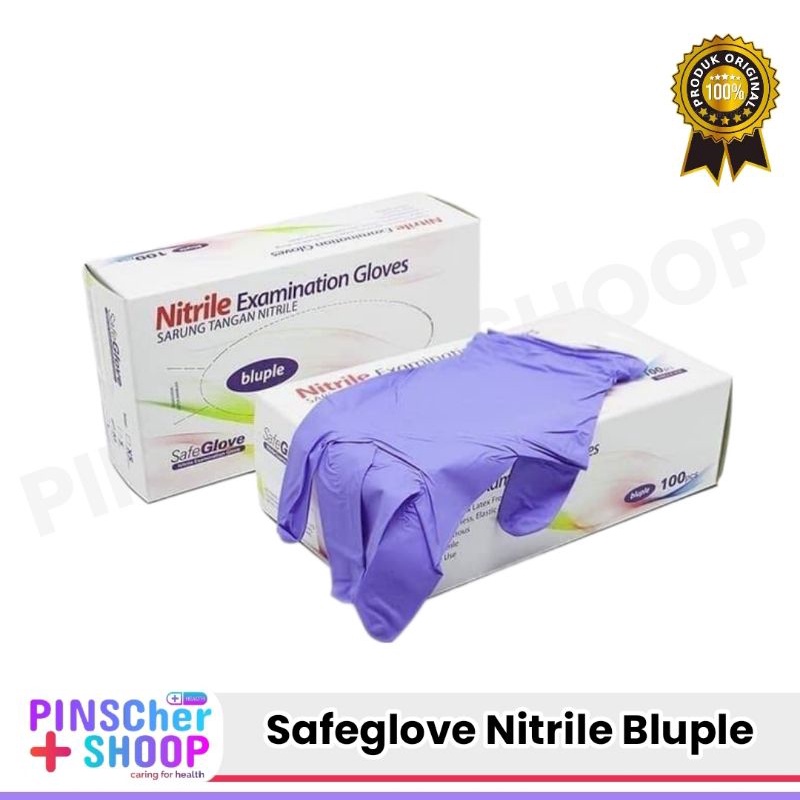 SAFEGLOVE NITRILE SARUNG TANGAN NITRIL TANPA BEDAK ISI 100 PCS / BOX