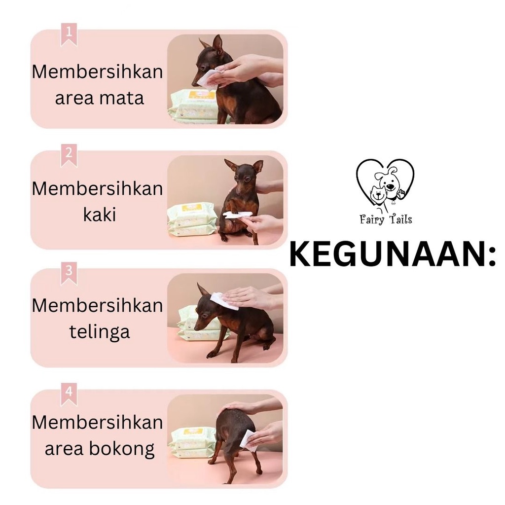 Pet Wipes Wet Tissue Basah Anabul Untuk Anjing Dan Kucing / Tisu Pembersih / Grooming Perawatan Tubuh Isi 80 Pcs