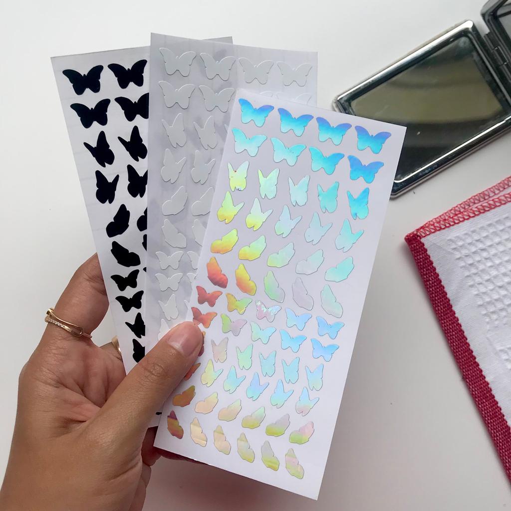 

Hologram butterfly sticker/ stiker kupu/ polco deco/ toploader deco sticker