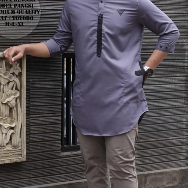 baju muslim Qurta koko pakistan/koko kurta pakistan progress navy M - Abu-abu, XXXL