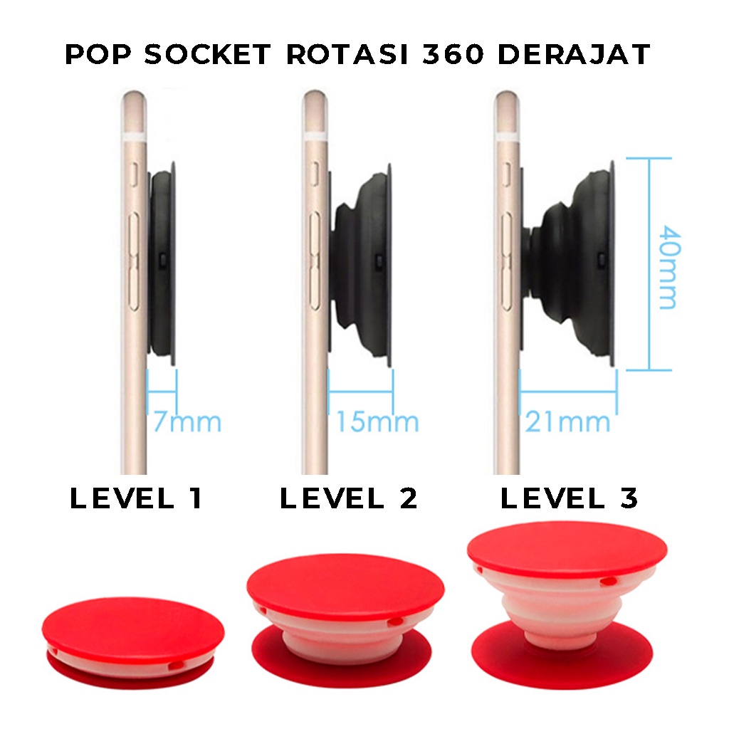 PopSocket Tempelan Hp Polos Phone Grip Penyangga Pegangan belakang handphone PopSoket Hape | GROSIRXPRESS