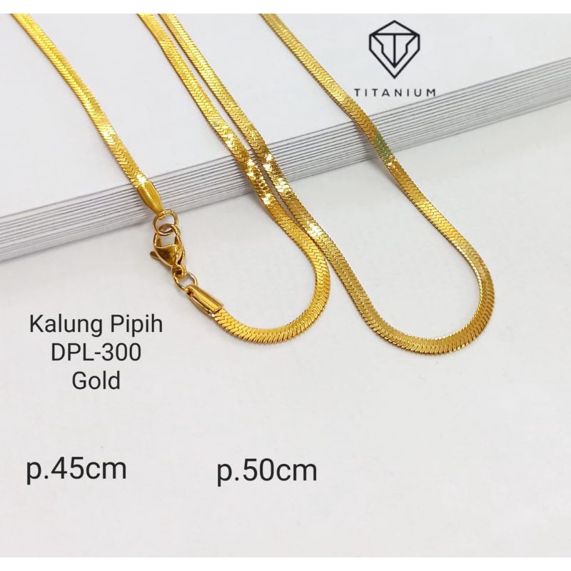 KALUNG TITANIUM PIPI GEPENG DPL WARNA EMAS