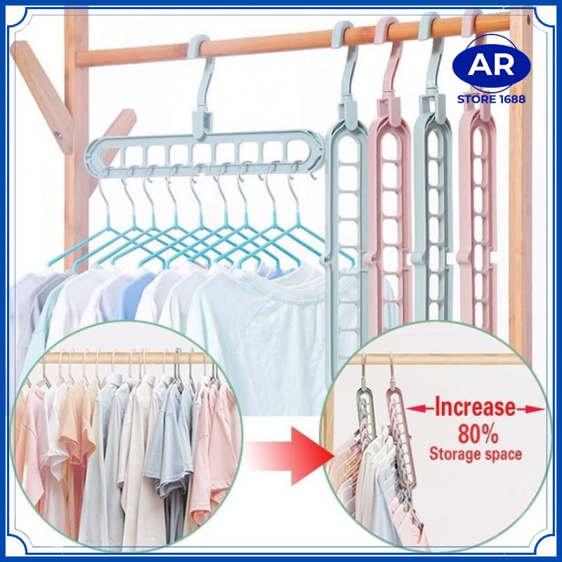 AR-Gantungan baju 9 lubang hanger baju 9 lubang macaron