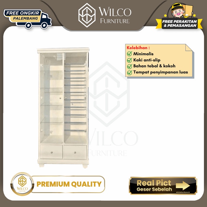Lemari Jilbab Aesthetic HPL Minimalis / Lemari Baju HPL Kaca Tembus