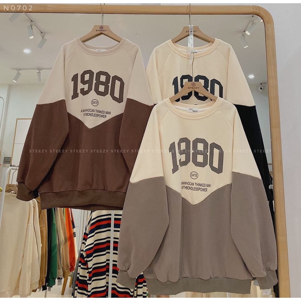 SWEATER OVERSIZE 1980 DATE CREWNECK WANITA TERBARU