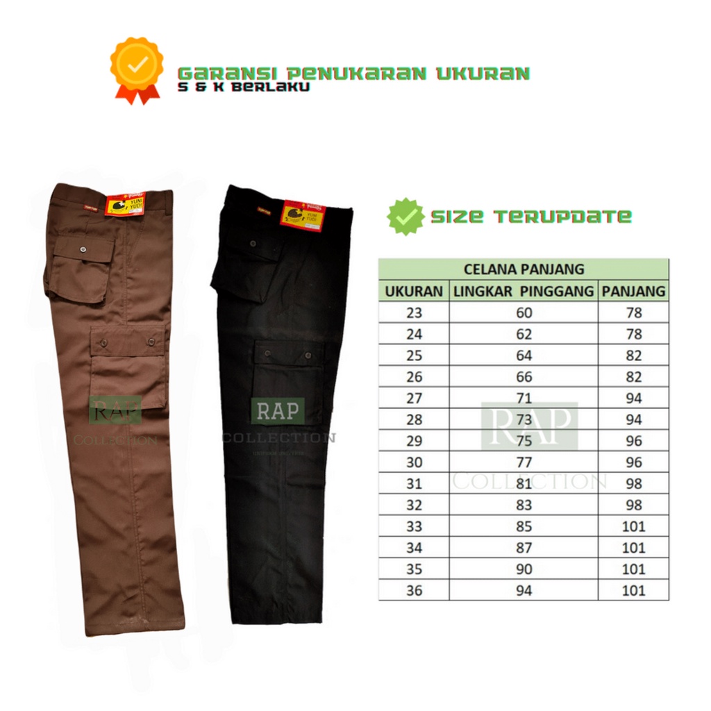SERAGAM SEKOLAH - Celana Panjang PDL Cargo Coklat Pramuka Hitam