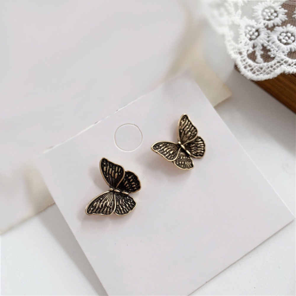 Anting Klip Tanpa Tindik Desain Kupu-Kupu Warna Emas / Silver Gaya Vintage Untuk Wanita