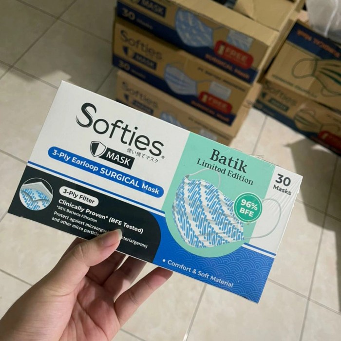 SOFTIES SURGICAL MASK 3 PLY 30 PCS | masker surgical - BATIK ISI 30