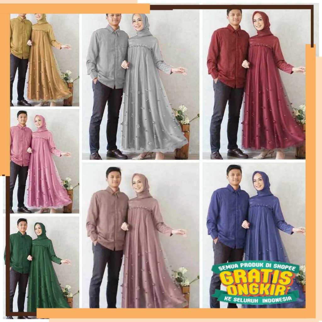 MODEL TERKINI NATAL 100% REAL PIC SET CP HARAGA SIZE L - XL GAMIS COUPLE PESTA MOSCREPE KOMBI TILE B