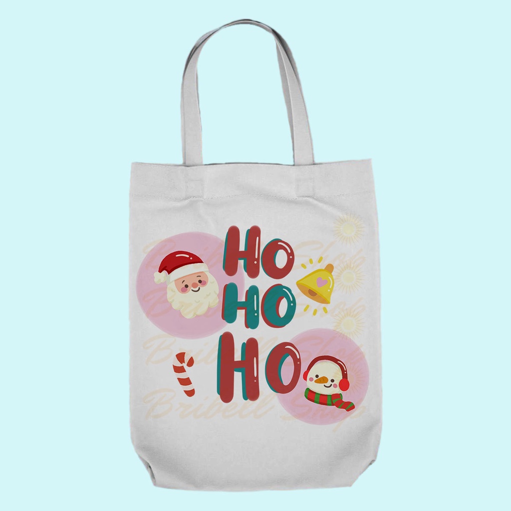 Bribell - Totebag Kanvas Bergambar Christmas Natal Bisa Untuk Hampers Natal Taun baru Goodie Bag