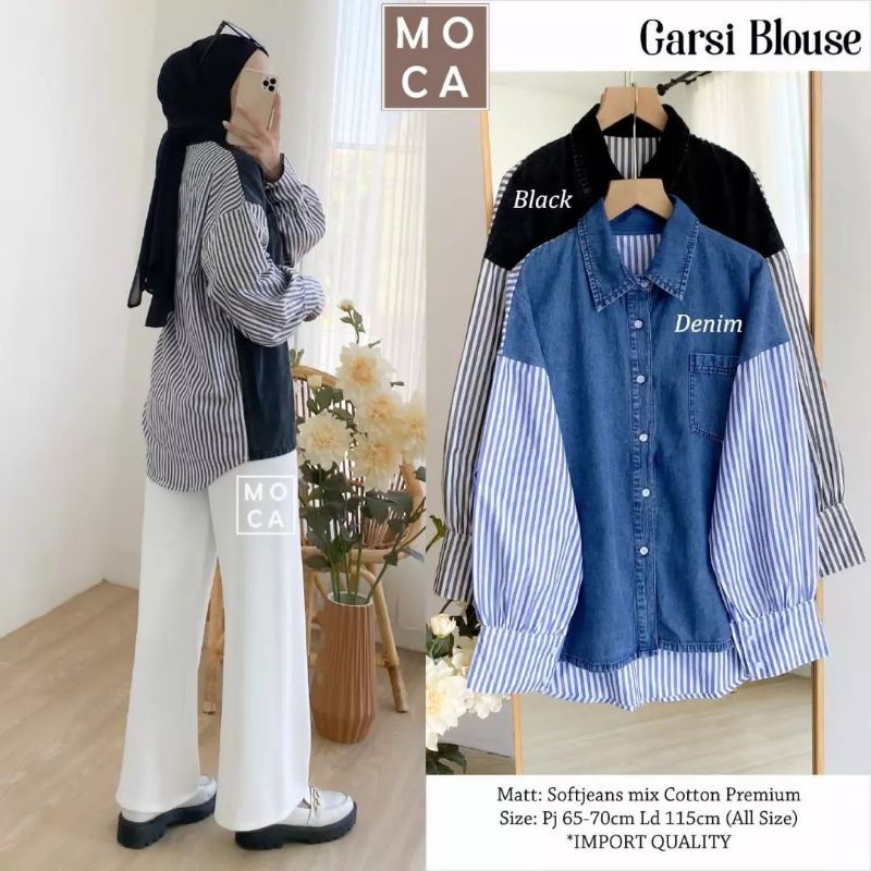 Garsi Blouse wanita blouse muslim blouse jumbo kemeja wanita kemeja muslim kemeja jumbo
