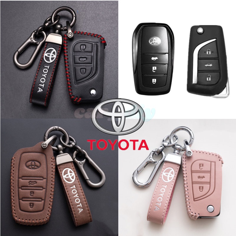 Case Kunci Mobil Bahan Kulit Untuk Toyota Corolla RAV4 Auris Crown Camry Prius CHR Prado Crown Land Cruiser