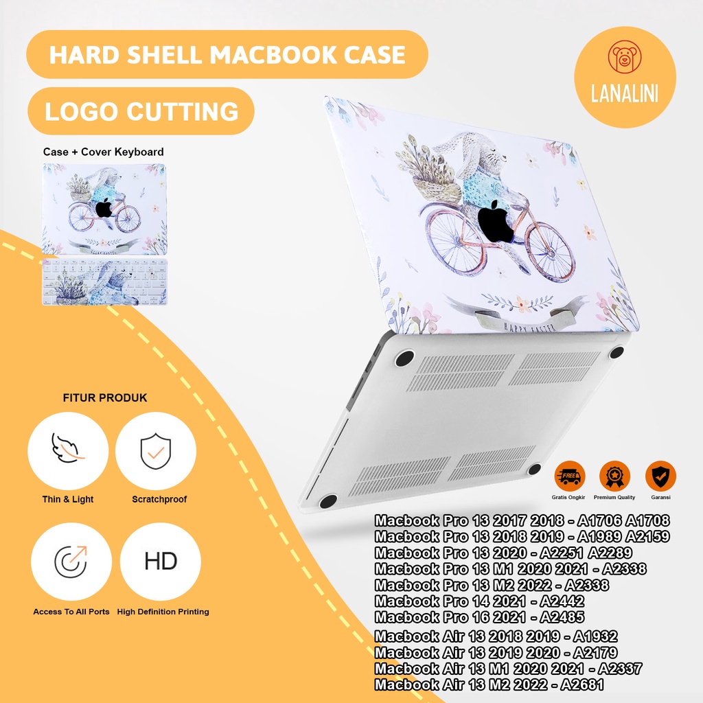 Case Casing Protective Pelindung Laptop Macbook Air Pro 13 14 16 M1 M2 2017 2018 2019 2020 2021 A1932 A2179 A2337 A1706 A1708 A1989 A2159 A2251 A2289 A2338 A2442 A2485 A2681 Gambar Kartun Cartoon Rabbit Kelinci Warna Putih White Motif Lucu Murah Premium