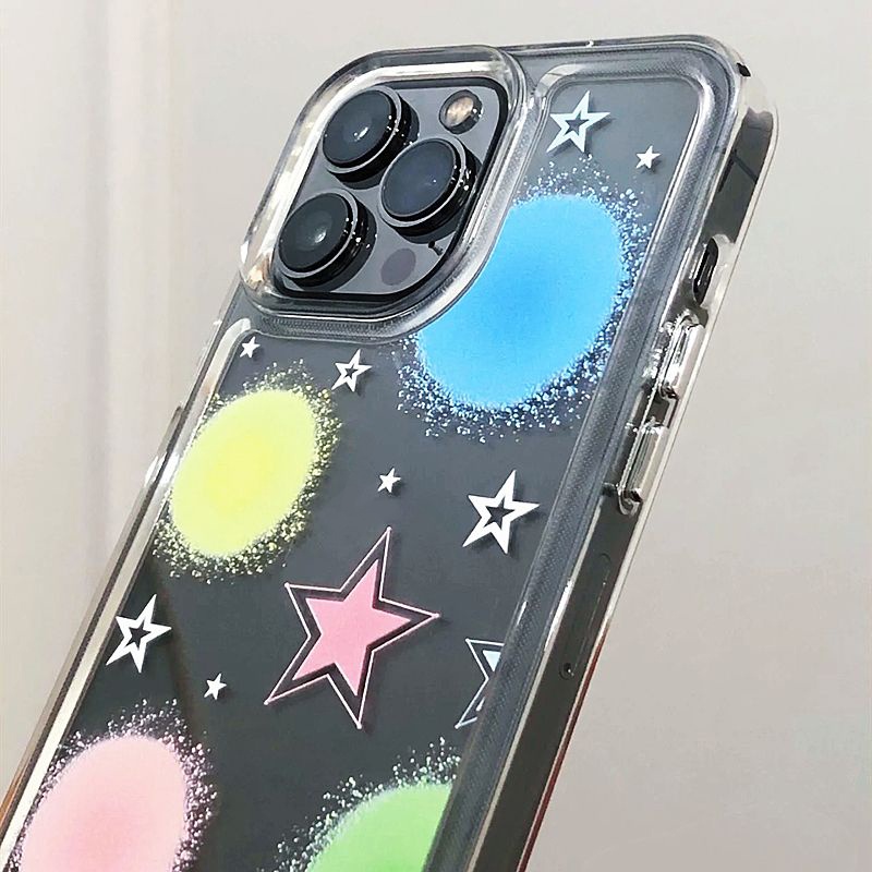 IPHONE Dot Star Soft Case Kompatibel Untuk Iphone14 13 12 11 Pro XS Max XR X8 7 Plus Casing Ponsel Silikon Transparan TPU Shockproof Cover