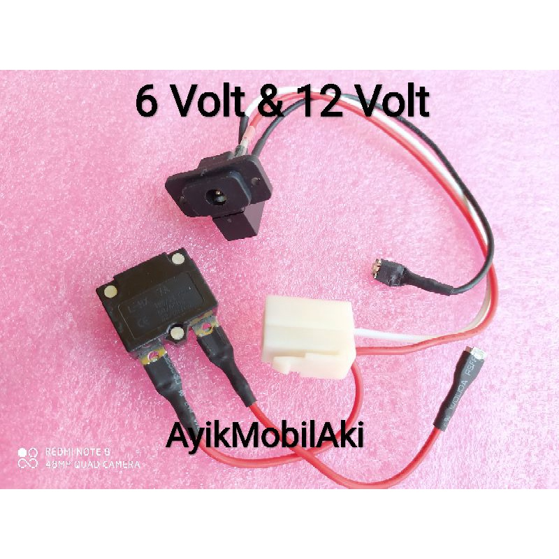 Kabel Sambungan Set Charger + Sekring Relay Fuse Overload Protector 6 Volt & 12 Volt Asli Bawaan Mob