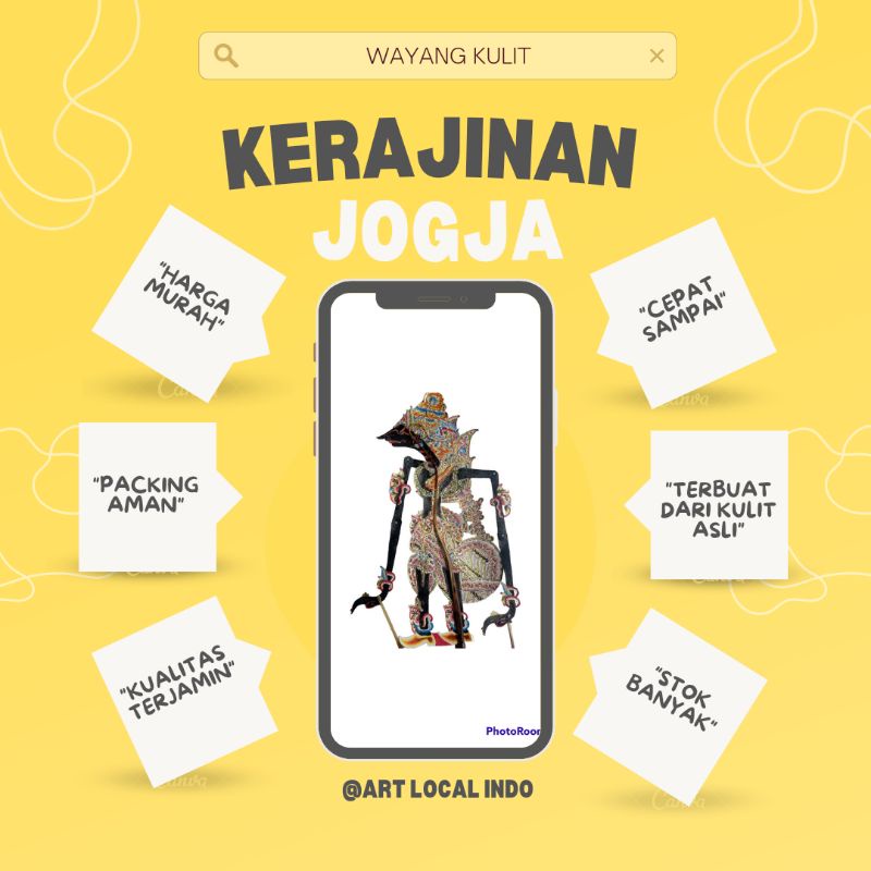 wayang kulit Dewa Wisnu ukuran standar dalang