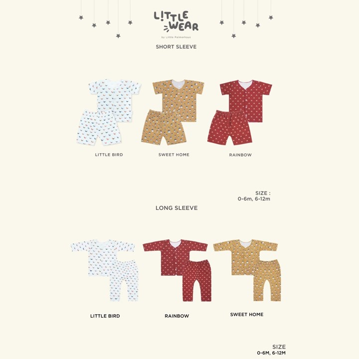 LITTLE PALMERHAUS Short &amp; Long Slevee / Piyama Bayi Kancing Depan