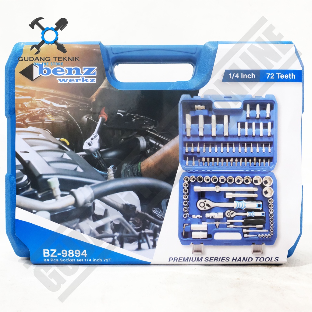 Kunci Shock Set 94pcs BZ9894 72T BENZ WERKZ / Socket Wrench 92 Pcs Kunci Sok Sock BZ 9894 BENZ