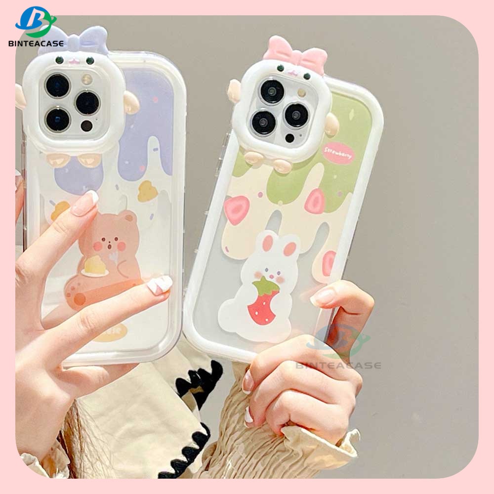 Case Desain Kelinci Dan Keju Strawberry Untuk VIVO Y16 Y22 Y35 Y33S Y21T Y21S Y33S Y12 Y15 Y17 Y12S Y12S Y15S Y15A Y20S Y19 Y91C Y25 Y30 Y50A Y25