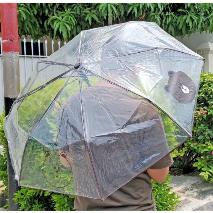 Payung Lipat Kartun Transparan Payung Gagang Lipat Model Kartun Transparan Cute Umbrella Character