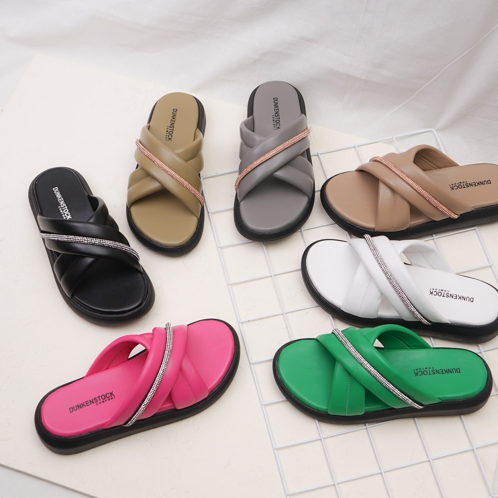 DUNKENSTOCK TIPE MONIC Sandal wedges wanita casual sendal cewek ban dua silang kekinian