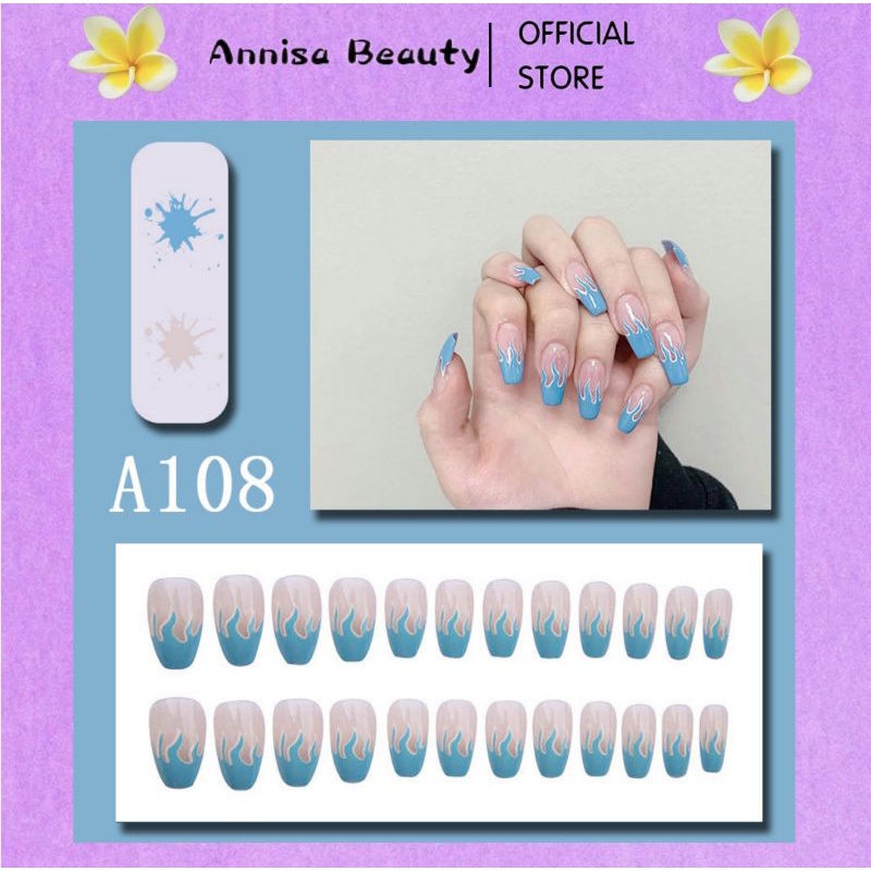 Sangat Cantik!!!Rekomendasi!!!KUKU PALSU 24pcs / set  fashion fake nail /FAKE NAIL ART 3d Tahan Air