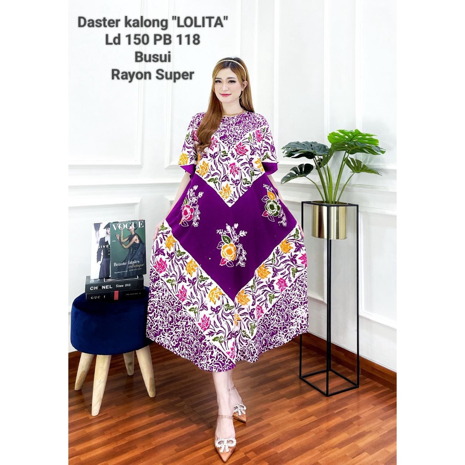DASTER LOWO PREMIUM JUMBO LD 150 MOTIF MALAMAN BUSUI DEPAN KEKINIAN HOMEDRESS WANITA RAYON TEBAL ADEM