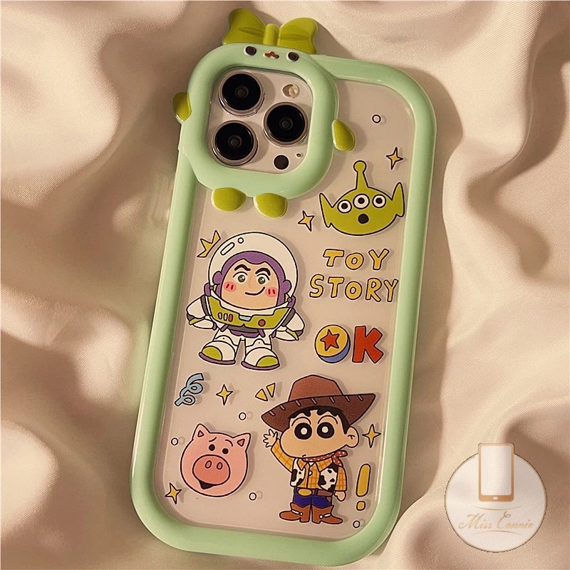 Casing Toy Story Phone Case Redmi9 10 A1 A1 A1+ 10A 9T 10C 9A 9C NFC Note11 Pro +10 9 8 Kreatif 3D Bow-knot Little Monster Lens Case Shockproof Soft Back Cover Untuk Redmi PO CO M3